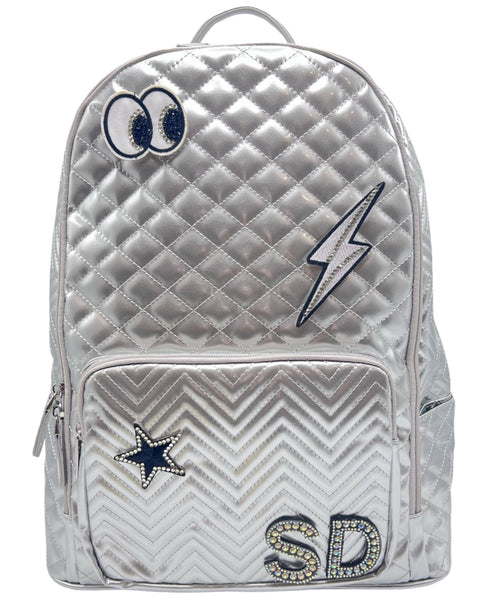 Bari Lynn Full Size Backpack- Quilted Silver