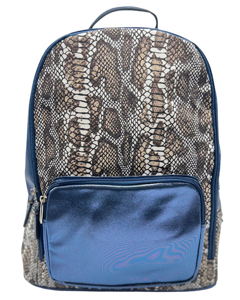 Bari Lynn Full Size Backpack- Blue Python
