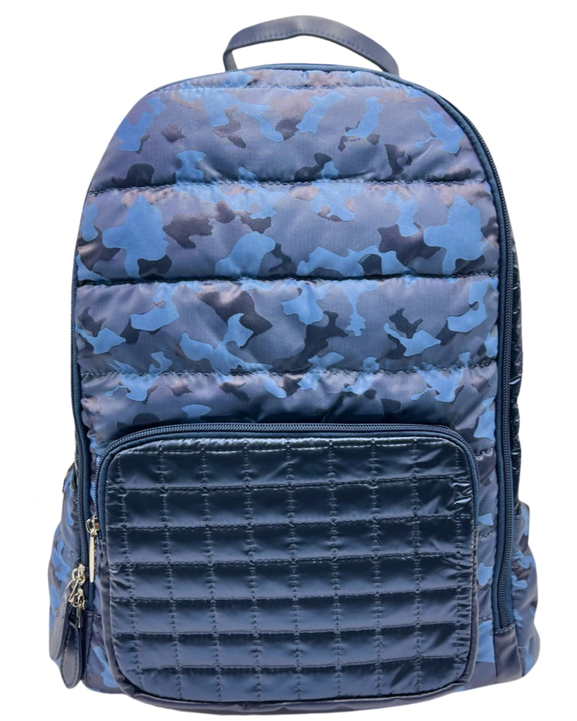 Bari Lynn Full Size Backpack- Quilted Blue Camo