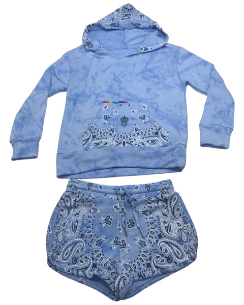 Blue Bandana Hoodie & Shorts (set)