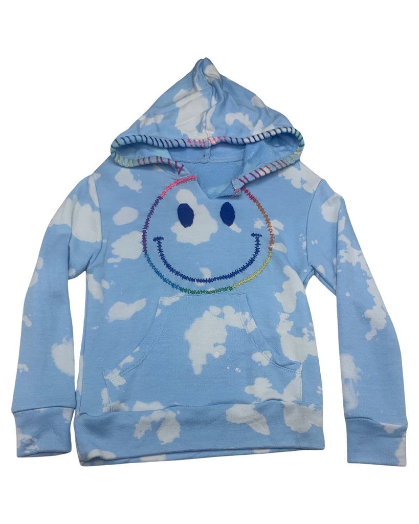 Blue Smiley Embroidered Hoodie