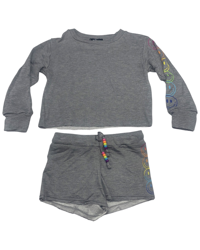 Grey Smiley Pullover & Shorts(set)