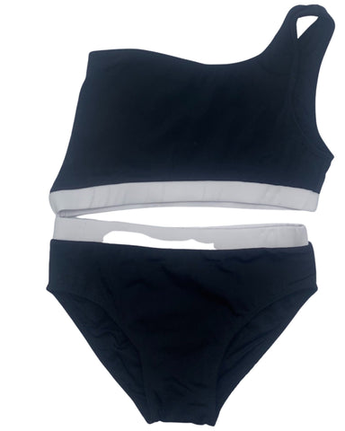 One Piece Cut Swimsuit Black With White (M: 8 & XL: 14)