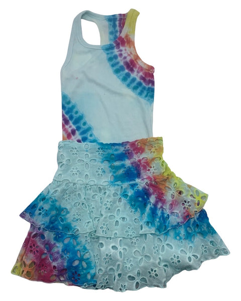 Tye Dye Eyelet tank top and skirt (Set)