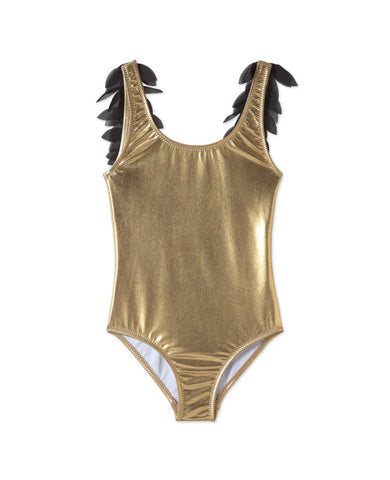 Gold Metallic Suit w Petals