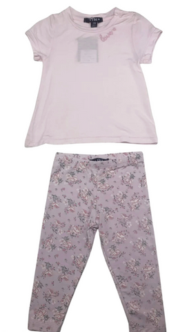 Pink Love T-Shirt & Floral Leggings Set (sz 18m)