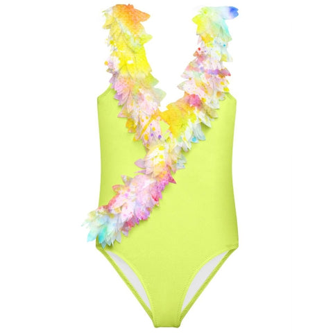 Citrus V Neck Petal Swimsuit