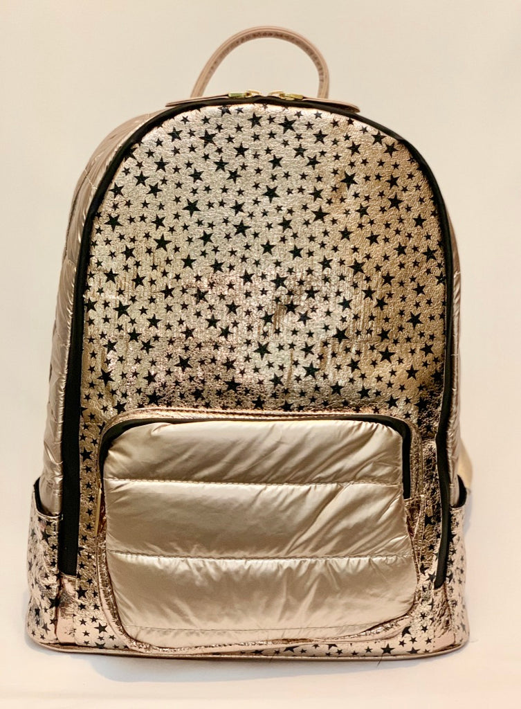 Full Size Scattered Star Backpack- Rose Gold