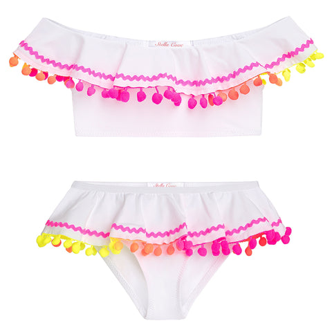 White Ric Rac/Pom Bikini