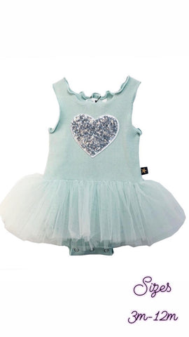 Baby Heart Tutu Dress- Mint