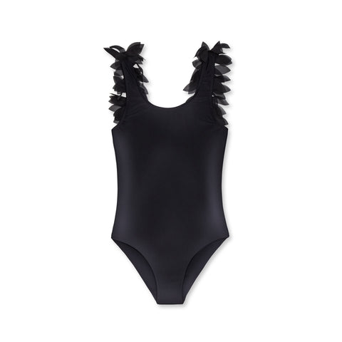 Black Petals One Piece Suit