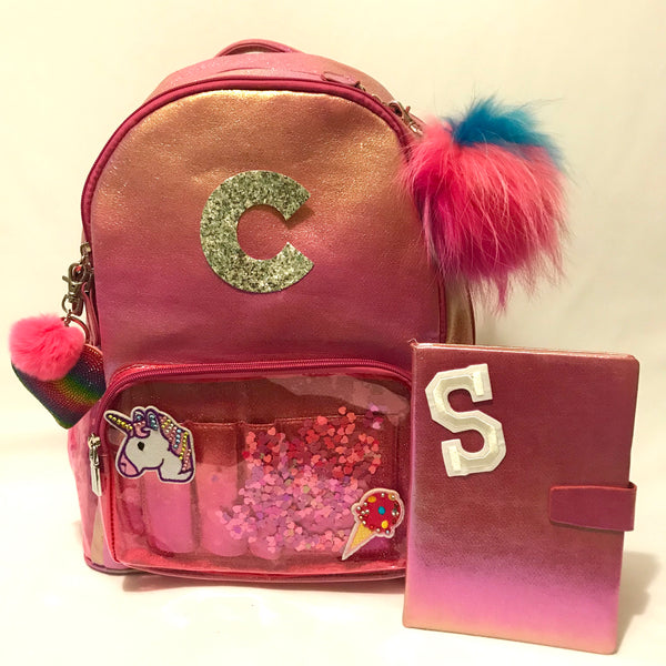 Full Size- Confetti Mermaid Backpack- Pink