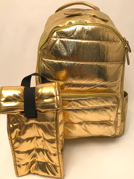 Full Size- Puffer Backpack- Gold