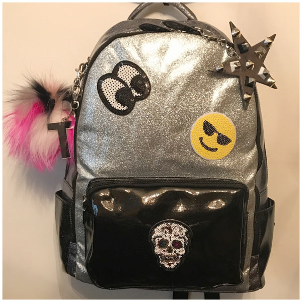 Full Size Black/Silver/Gunmetal Glitter Backpack