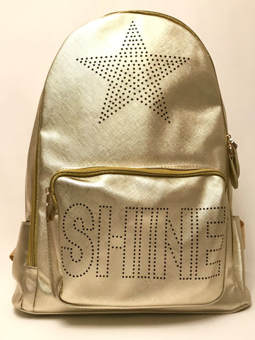 Full Size- Perforated Star/Shine Backpack- Gold