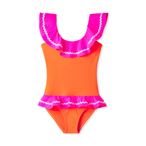 Neon Pink/Orange Ric Rac Swimsuit