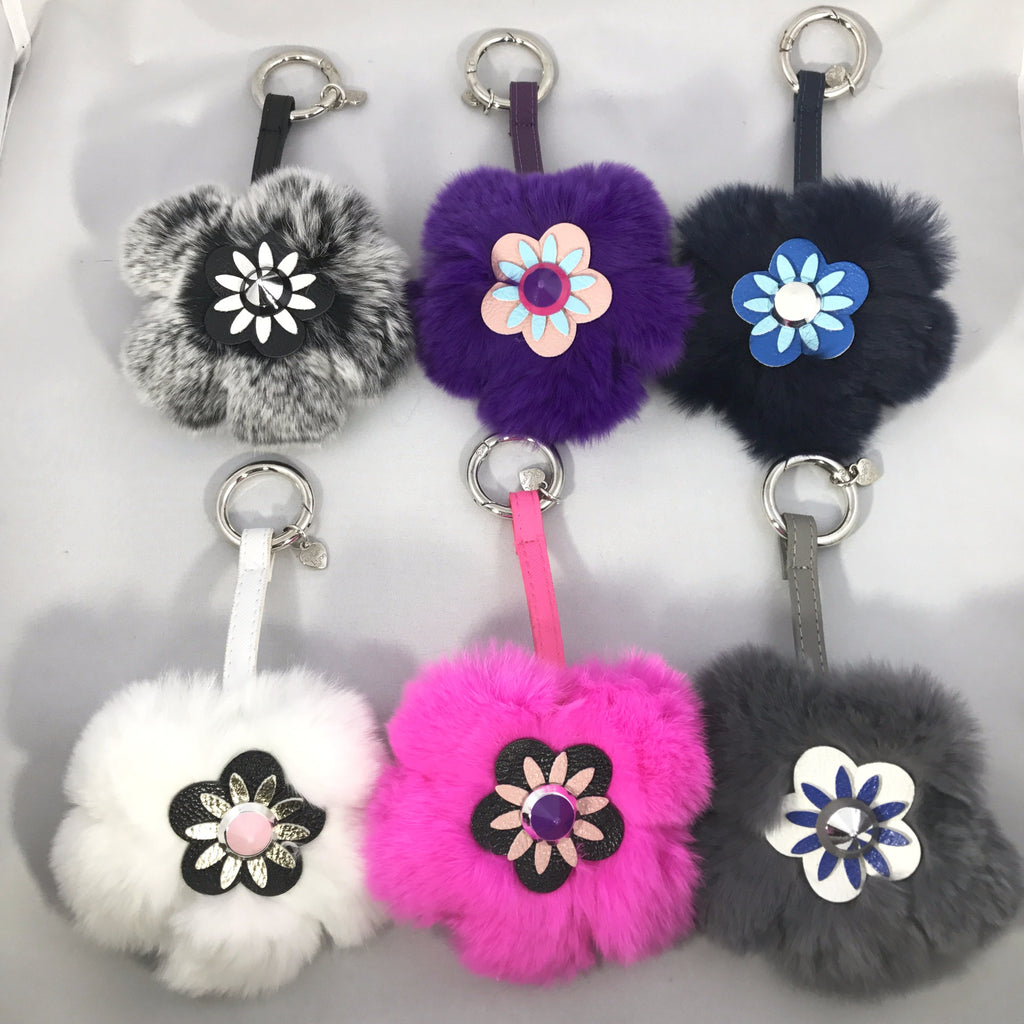Flower Stud Fur Keychain