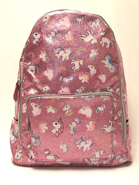 Full Size- Unicorn Print Backpack- Pink