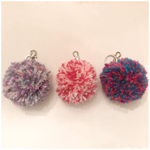 Large Yarn Pom Pom Keychain