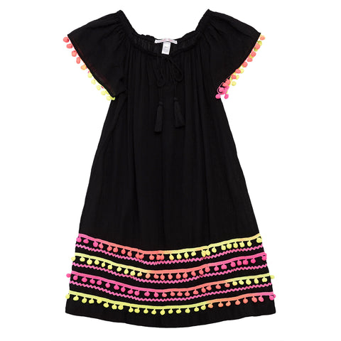 Black Neon Pom Pom Dress