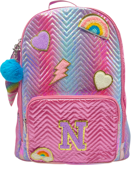 Bari Lynn Full Size Backpack- Chevron Pink & Purple