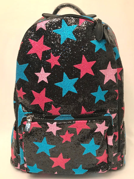 Full Size- Glitter Stars Backpack- Black