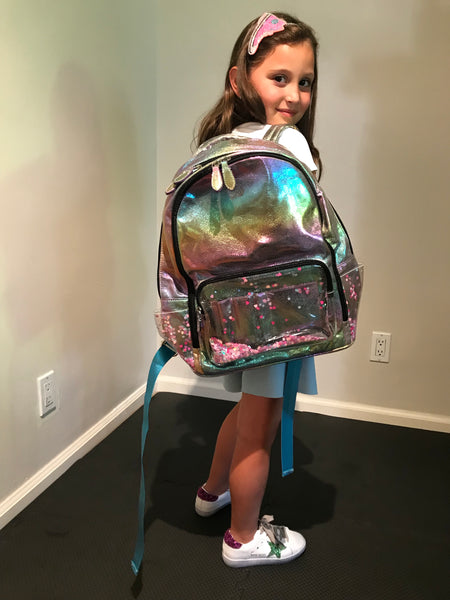 Full Size- Confetti Mermaid Backpack- Rainbow