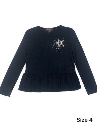 Black Long Sleeve Ruffle Shirt (sz 4)