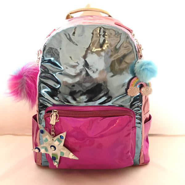 Full Size Blue/Pink/Fuchsia Hologram Backpack