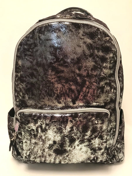Full Size- Metallic Suede Backpack- Pewter