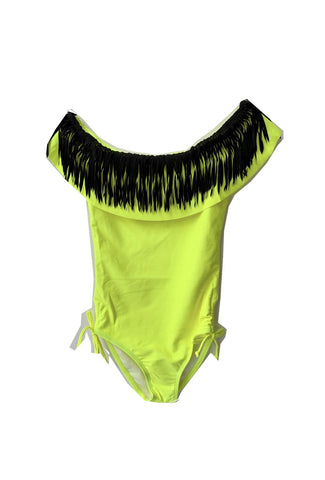 Neon Yellow Fringes Swimsuit