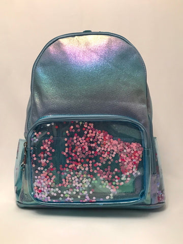 Full Size- Confetti Mermaid Backpack- Aqua