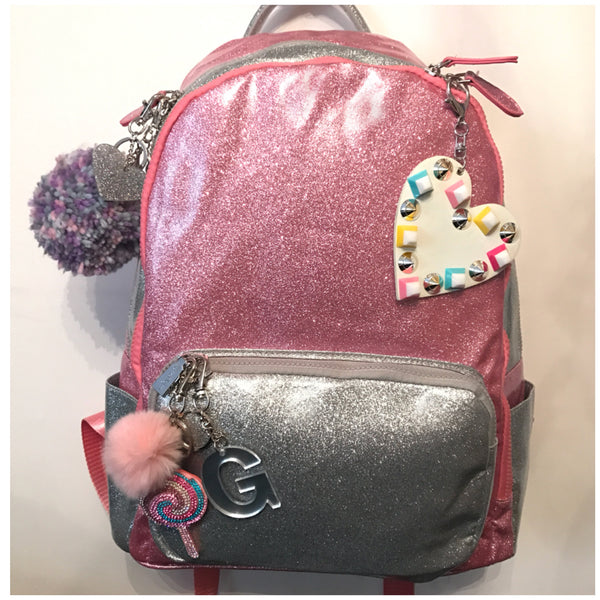Full Size Pink/Silver Glitter Backpack