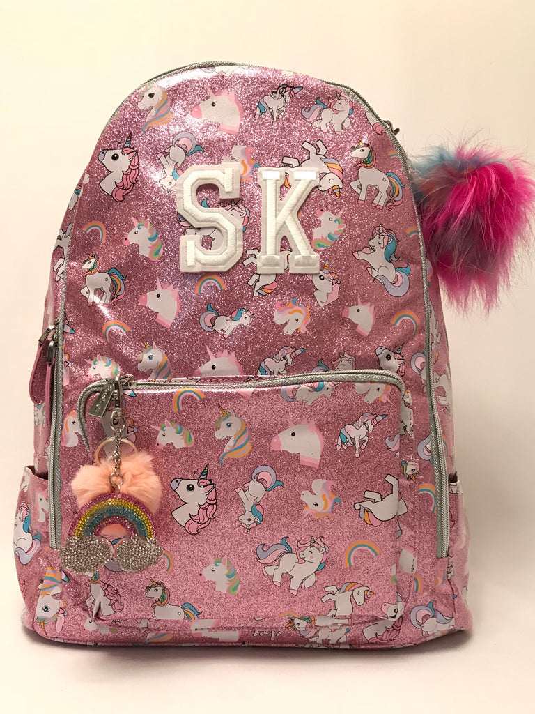 Full Size- Unicorn Print Backpack- Pink