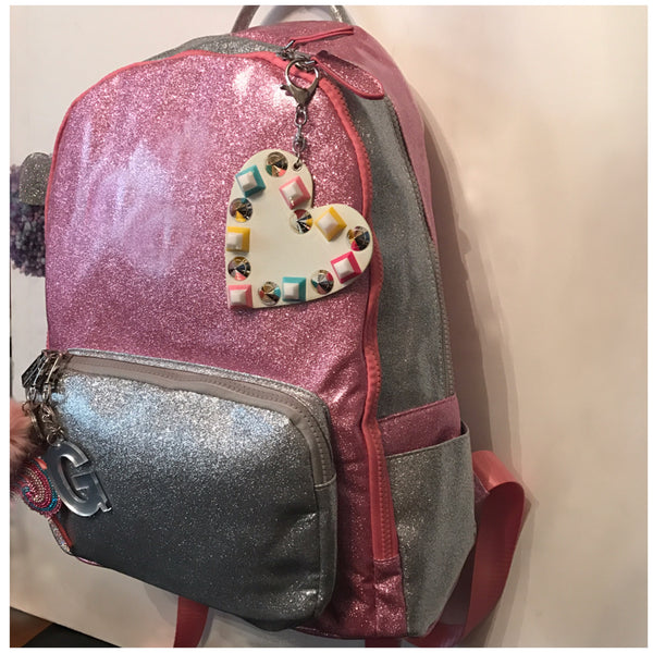 Full Size Pink/Silver Glitter Backpack