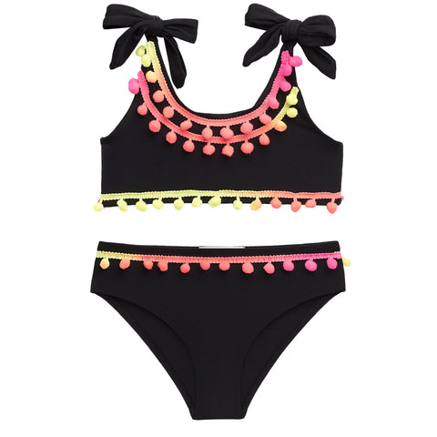 Black Neon Poms Tank Bikini