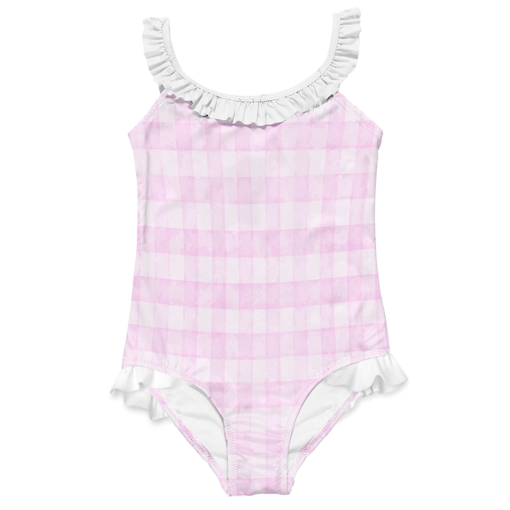 Pink Check Swimsuit for Girls