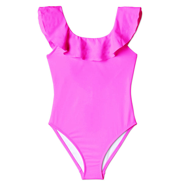 Neon Pink  Ruffle Swimsuit