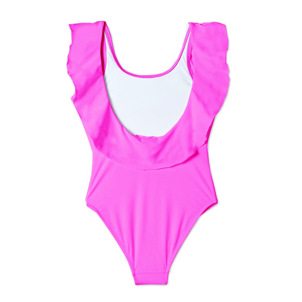 Neon Pink  Ruffle Swimsuit