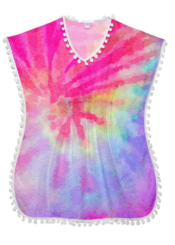 Pink Tie Dye Cover-Up Poncho