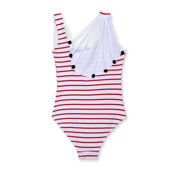 Red White Stripe Swimsuit for Girls