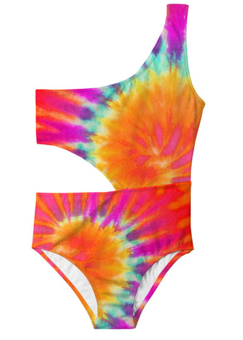 Tie Dye Side Cut Out Swimsuit