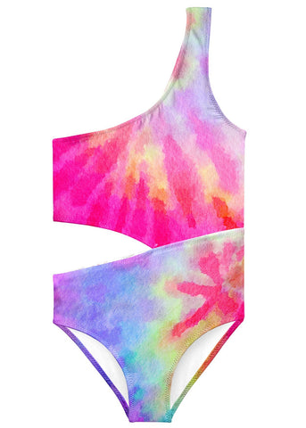 Pink Tie Dye Side Cut Swimsuit