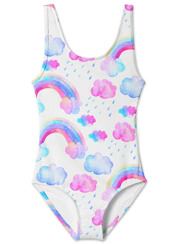Rainbow and Clouds Tank Swimsuit for Girls